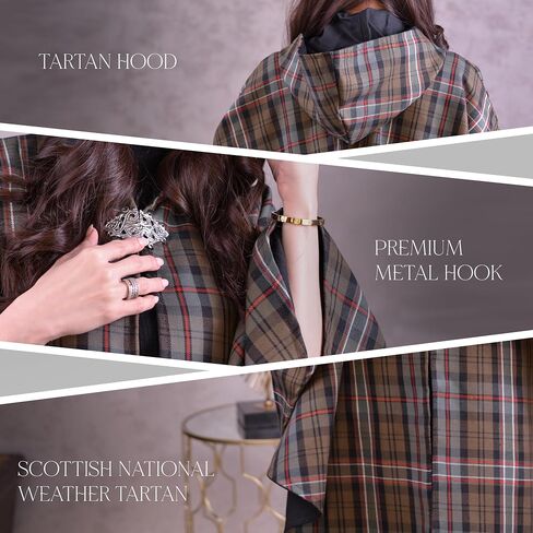 Women's Vintage Plaid Knitted Scottish Cape Traditional Cardigan in Saudi Arabia