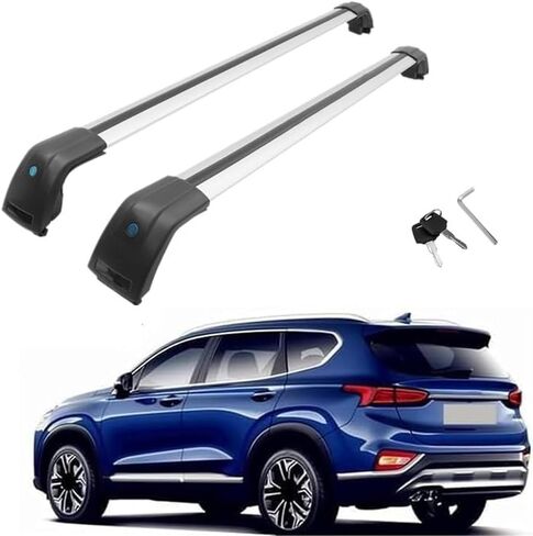 MotorFansClub حامل سقفي قضبان متقاطعة تناسب Hyundai Santa Fe 2019 2020 الأمتعة الأمتعة البضائع سقف علوي السكك الحديدية in Kuwait