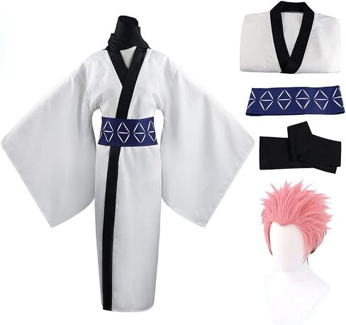 Han shan Ryomen Sukuna Uniform Ryomen Sukuna Cosplay Costume Full Set Suits School Uniform Sportswear with Wig&Keychain in Kuwait