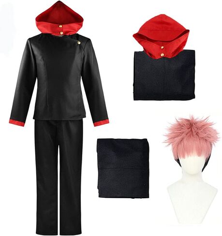 Han shan Ryomen Sukuna Uniform Ryomen Sukuna Cosplay Costume Full Set Suits School Uniform Sportswear with Wig&Keychain in Kuwait