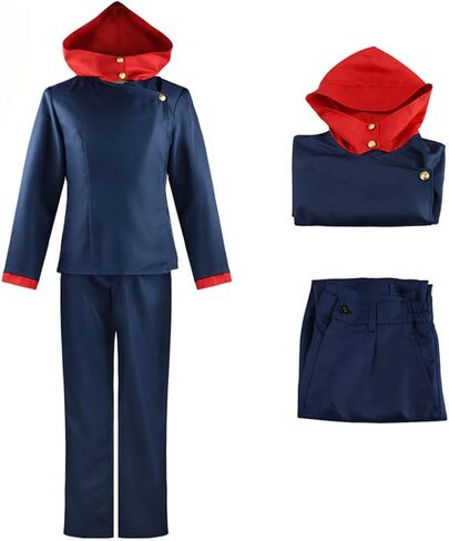 Han shan Ryomen Sukuna Uniform Ryomen Sukuna Cosplay Costume Full Set Suits School Uniform Sportswear with Wig&Keychain in Kuwait