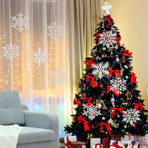 Sumind ندفات ثلج كبيرة جدًا في الهواء الطلق لعيد الميلاد زينة ندفات الثلج اللامعة زينة عيد الميلاد كبيرة الحجم زينة ندفة الثلج نافذة معلقة (8 قطع، أبيض) in Saudi Arabia
