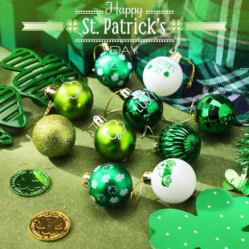Syhood 32 Pcs Valentine's Day Decor Tree Decorations Set Hanging Ball Ornaments for Valentine's Day St Patrick's Plastic Heart Shamrock for Home Wedding Dinner Gifts Party Decorations in Saudi Arabia