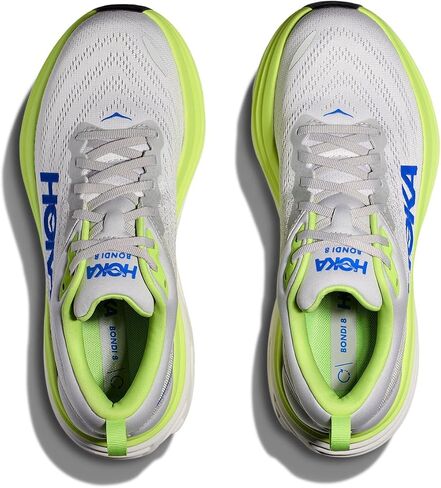Hoka Men's Bondi 8 Sneaker, Stardust/Lettuce, 9 in Saudi Arabia