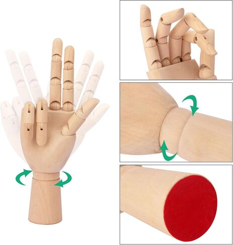 kukmakri 4 PCS 12 inch Artist Hand Model Wooden Mannequin Hand for Drawing, Wooden Hand Model Left and Right, Wood Model Hand for Sketching, Drawing & Art Supplies Home Office Desk Decoration in Saudi Arabia