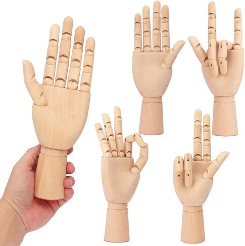 kukmakri 4 PCS 12 inch Artist Hand Model Wooden Mannequin Hand for Drawing, Wooden Hand Model Left and Right, Wood Model Hand for Sketching, Drawing & Art Supplies Home Office Desk Decoration in Saudi Arabia