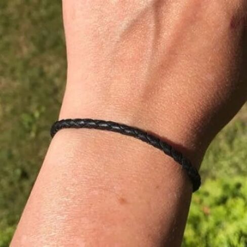 Black Leather Cord Bracelet 925 Sterling Silver Cord Chain 2MM 3MM Black Leather Cord Chain Braid Bracelet With 925 Sterling Silver Clasp 7/7.5/8/8.5/9 Inch(Gift Box) in Saudi Arabia