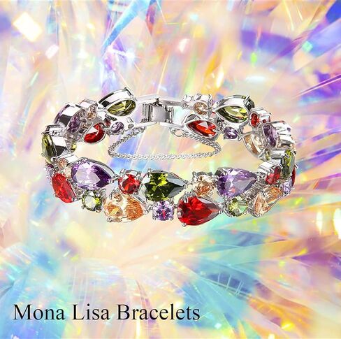 Classic Ladies Bracelet,Simulated Birthstone,Created Garnet Amethyst Morganite Peridot,White Cubic Zirconia for Women in Saudi Arabia