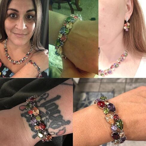 Classic Ladies Bracelet,Simulated Birthstone,Created Garnet Amethyst Morganite Peridot,White Cubic Zirconia for Women in Saudi Arabia