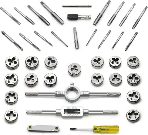 Drill Tap Set with Quick-Change Adapter of 13Pcs, 6 SAE Sizes: 6-32NC to 1/4-20NC, 6 Metric Sizes: M3 to M10,Suitable for Drilling Tapping Threading Countersinking in Saudi Arabia