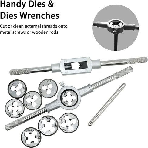 Drill Tap Set with Quick-Change Adapter of 13Pcs, 6 SAE Sizes: 6-32NC to 1/4-20NC, 6 Metric Sizes: M3 to M10,Suitable for Drilling Tapping Threading Countersinking in Saudi Arabia