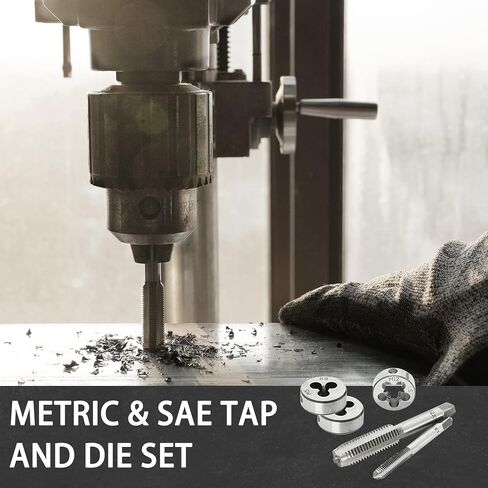 Drill Tap Set with Quick-Change Adapter of 13Pcs, 6 SAE Sizes: 6-32NC to 1/4-20NC, 6 Metric Sizes: M3 to M10,Suitable for Drilling Tapping Threading Countersinking in Saudi Arabia