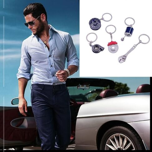 Auto Parts Metal Key Chain Set Spinning Turbo Keychain, Six Speed Manual Gearbox Keychain in Kuwait