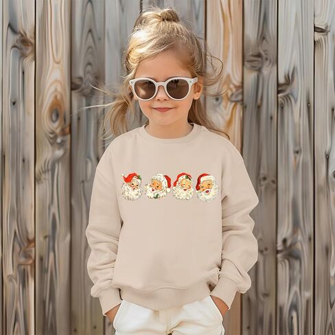 IZYJOY Girls Christmas Sweatshirts Kids Cute Santa Claus Graphic Crewneck Pullover Tops Xmas Long Sleeve Holiday Shirts in Kuwait