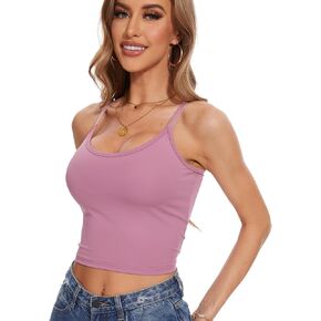 LEAO Women's Crop Top Camisole Tank Top Sleeveless Adjustable Wider Strap Basic Cami Tanks