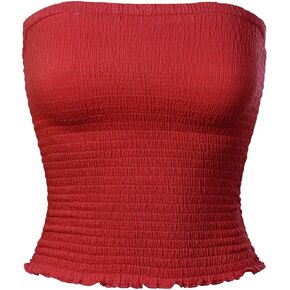 MixMatchy Women's Sexy Sleeveless Strapless Stretch Smocked Summer Tube Tops