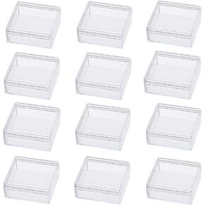 BENECREAT 15 Pack High Transparency 1.95x1.95x0.8 Inch Plastic Storage Containers Mini Earplugs Storage Box for Bead, Items and Small Jewelry Crafts