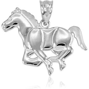 Polished 925 Sterling Silver Running Horse Charm Pendant