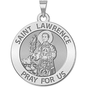 PicturesOnGold.com Saint Lawrence Religious Medal - 2/3 Inch Size of Dime, Sterling Silver