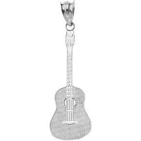 Acoustic Guitar Sterling Silver Music Charm Pendant