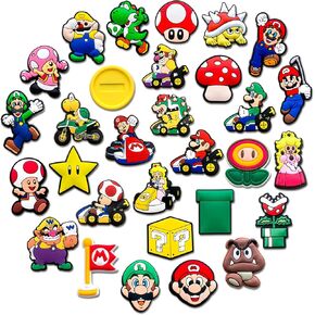 30Pcs Cartoon Game Shoe Charms for Croc Clog Sandals Bracelets Decoration, Cute Charms for Party