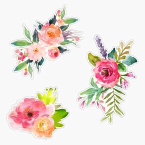 Watercolour Flowers Vinyl Sticker Waterproof Bumper Sticker Laptop Window Decal 5"