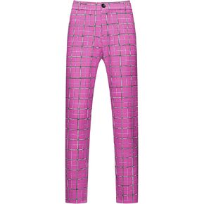 Lars Amadeus Plaid Pants for Men's Big and Tall Business Classic Checked Dress Trousers