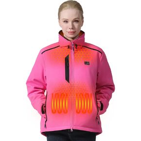 MIDIAN Heated Jacket for Women with Battery Pack Down Insulation 8 Heat Zones Soft Shell Foldable Hood Overheat Protection