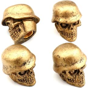 Cars Tires Valve Stem Caps Cover Dustproof Funny Cool Helmet Skull Universal Fit Most of Cars SUV Bike Trucks Motorcycles 4 Pcs/Set (Bronze)