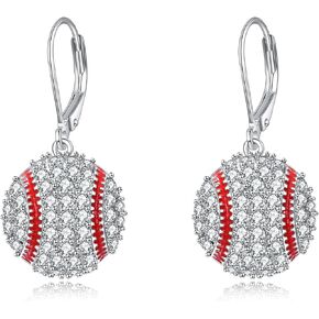YFN Sports Jewelry Earrings 925 Sterling Silver Baseball Softball Basketball Rugby Football Tennis Volleyball Earrings for Women and Sports Fans Gifts