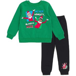 The Elf on the Shelf Christmas Fleece Sweatshirt and Jogger Pants Outfit Set Little Kid to Big Kid Sizes (4-18-20)