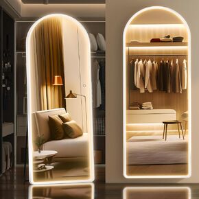 Hasipu 63" x 22" Led Mirror Full Length, Full Length Mirror with Lights Arch Design, Full Body Mirror with Lights, Wall Mounted Mirror Dimming & 3 Color Modes
