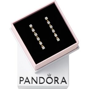 PANDORA Sparkling Stones Drop Earrings - Stackable Earrings for Women - 14k Gold Stud Earrings with Clear Cubic Zirconia - Gift for Her - Jewelry for Women with Gift Box