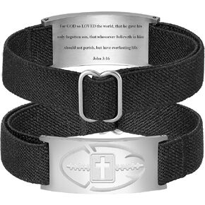 Football Bracelets Cross Bracelet for Men Boys, Elastic Strap Stainless Steel Adjustable Bracelets Bible Verse Bracelets Christian Jewelry Gifts for Men Boys