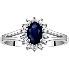 Rylos Halo Ring: Diamond Birthstone with 6X4MM Oval Gemstone - Women's Jewelry in Sterling Silver - Stunning Diamond Ring Sizes 5-10 in Saudi Arabia