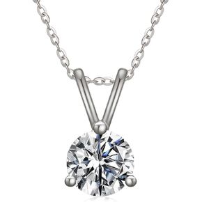 Moissanite Necklace for Women In 14K Gold, 0.5-2 Carats D Color VVS1 Brilliant Cut Moissanite Solitaire Simulated Diamond Pendant Anniversary Birthday Women Jewelry Gifts