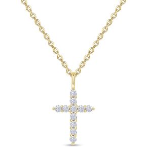 18K Gold Plated | Open Heart, Circle & Cross Moissanite Diamond Pendant Necklace, Cute Dainty Love Pendant Necklace Jewelry 16+2 Inch Extender