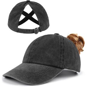 Zylioo XXL Oversize Ponytail Cap,Large Criss Cross Golf Cap,Low Profile Pony Cap for Big Heads,Soft Crown Washed Cap