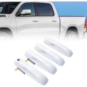 FZJDSD 4PCS Front and Rear LH & RH Door Handle Bright White Compatible with Dodge Ram 1500 2500 3500 2012-2018 Replace 1GH21GW7AF 1GH18GW7AD 1GH19GW7AB 1GH19GW7AD 1GH21GW7AB 1GH21GW7AD