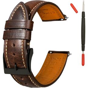 Quick Release Leather Watch Bands 14mm 16mm 18mm 19mm 20mm 21mm 22mm 24mm,Vintage Oil Wax-Tanned Leather Watch Straps Men's Watch Band Replacement Watch Strap for Men Women