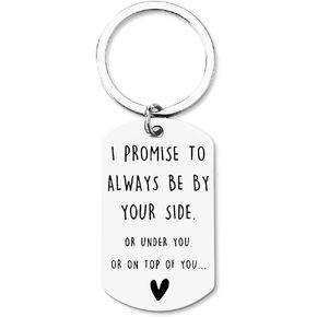 Boyfriend Husband Fiance Gifts for Men Father's Day Birthday Christmas Gifts for Boyfriend Husband Fiance Funny I Promise To Always Be Your Side Keychain Cute Keychain Gifts