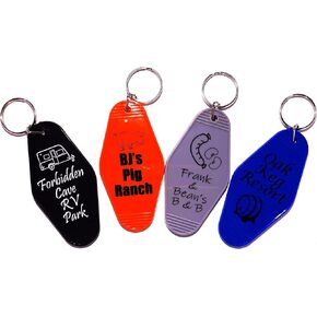 Multi-pack Vintage Style Hotel Motel Keychain Novelty Suggestive Funny Two-Sided Adult Humor Naughty Valentines Gag Gift 4 pk