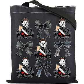 ENSIANTH Horror Movie Inspired Tote Bag Halloween Spooky Season Gift Scary Movie Character Merch Horror Villain Shoulder Bag