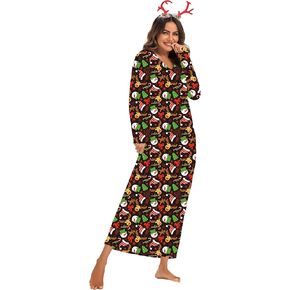 Marvmys Women Long Sleeve Nightogwns Long House Dress with Pocket