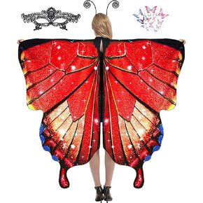 Butterfly Cape Costume Adult, Halloween Butterfly Wings Costume Women Colorful Festival Butterfly Wings Shawl Cape