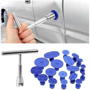 19PCS Car Dent Repair Puller, Paintless Dent Repair Tool with T-Shaped Puller, Universal Portable Auto Body Repair Puller Kit for Car, Glass, Screen and Tiles