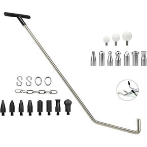LadyRosian Paintless Dent Repair Tool Kit Dent Removal Rods Set Stainless Steel Tools with S-Hook for Car Body Dent and Hail Damage Repair