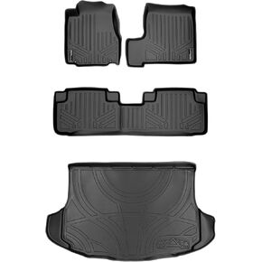 SMARTLINER Custom Fit Floor Mats 2 Rows and Cargo Liner Set Black for 2007-2011 Honda CR-V