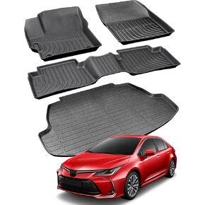 All Weather Floor Mats Set Custom Fit for Toyota Corolla 2020-2024 2025(Not for Hatchback) All Weather Rear Trunk Floor Mat Cargo Liner for Toyota Corolla Sedan Accessories