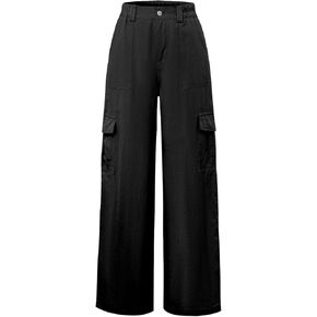 Women's High Waisted Cargo Baggy Wide Leg Loose Casual Stretch Oversized Pants